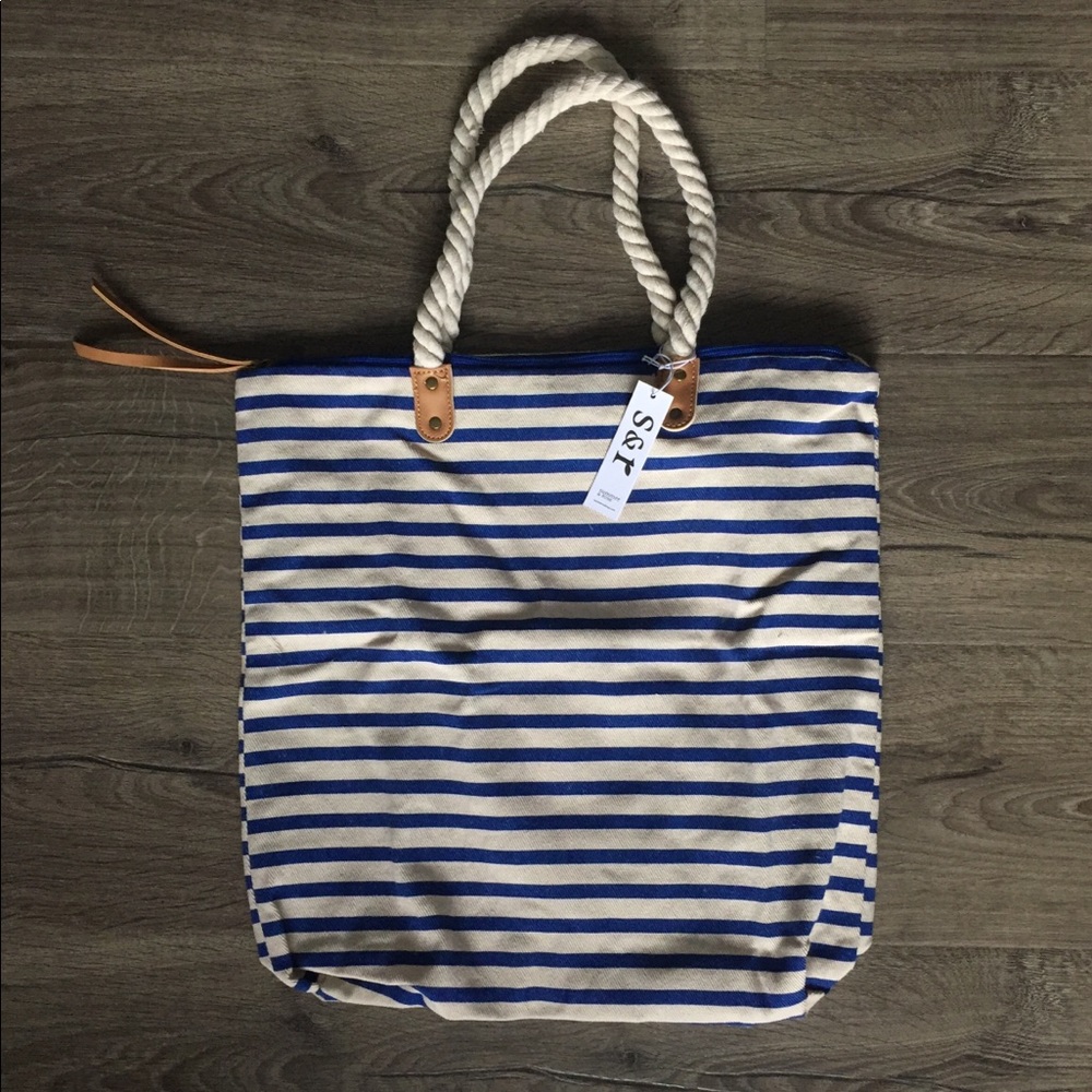 ⚓Nautical Summer & Rose ‘Brittany’ Tote w Rope NWT